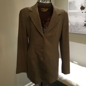 Donna Karan Signature Italian Wool Taupe Blazer